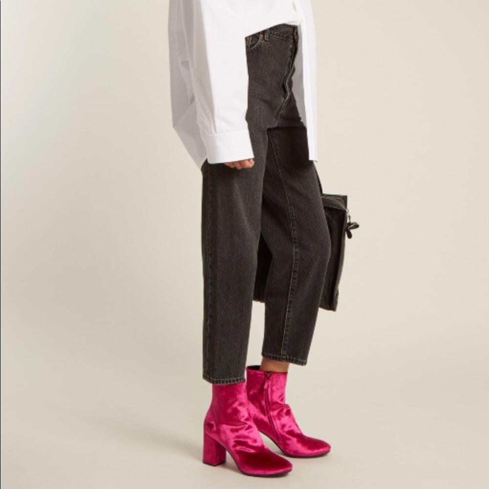 Balenciaga Ville pink velvet booties size 38,5